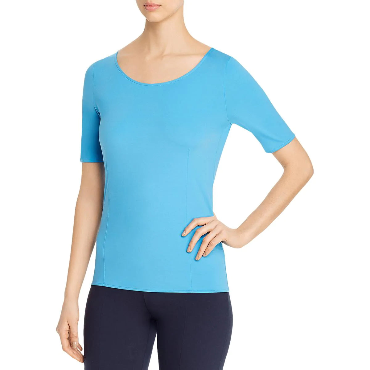 HUGO BOSS Women's Round Neck Stretch Top in Bright Blue