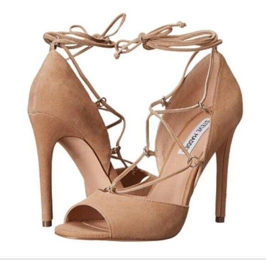 STEVE MADDEN Rayshel Suede Lace-up Pumps in Sand/ Tan