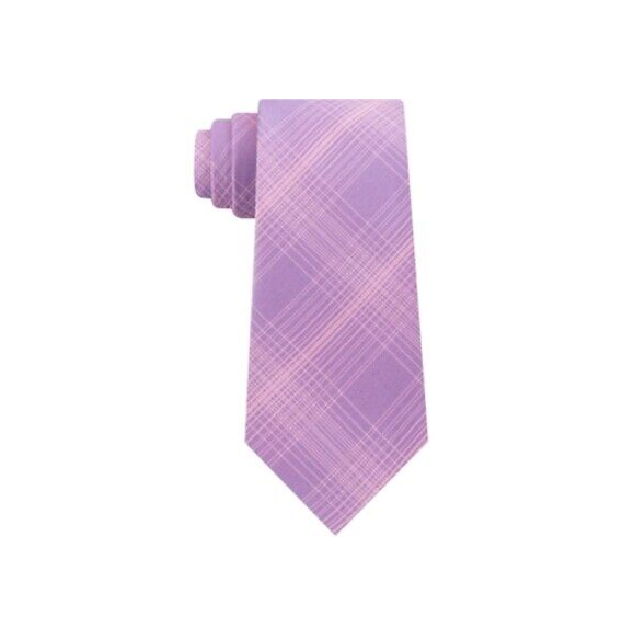 KENNETH COLE Reaction Plaid Pink Classic Tie