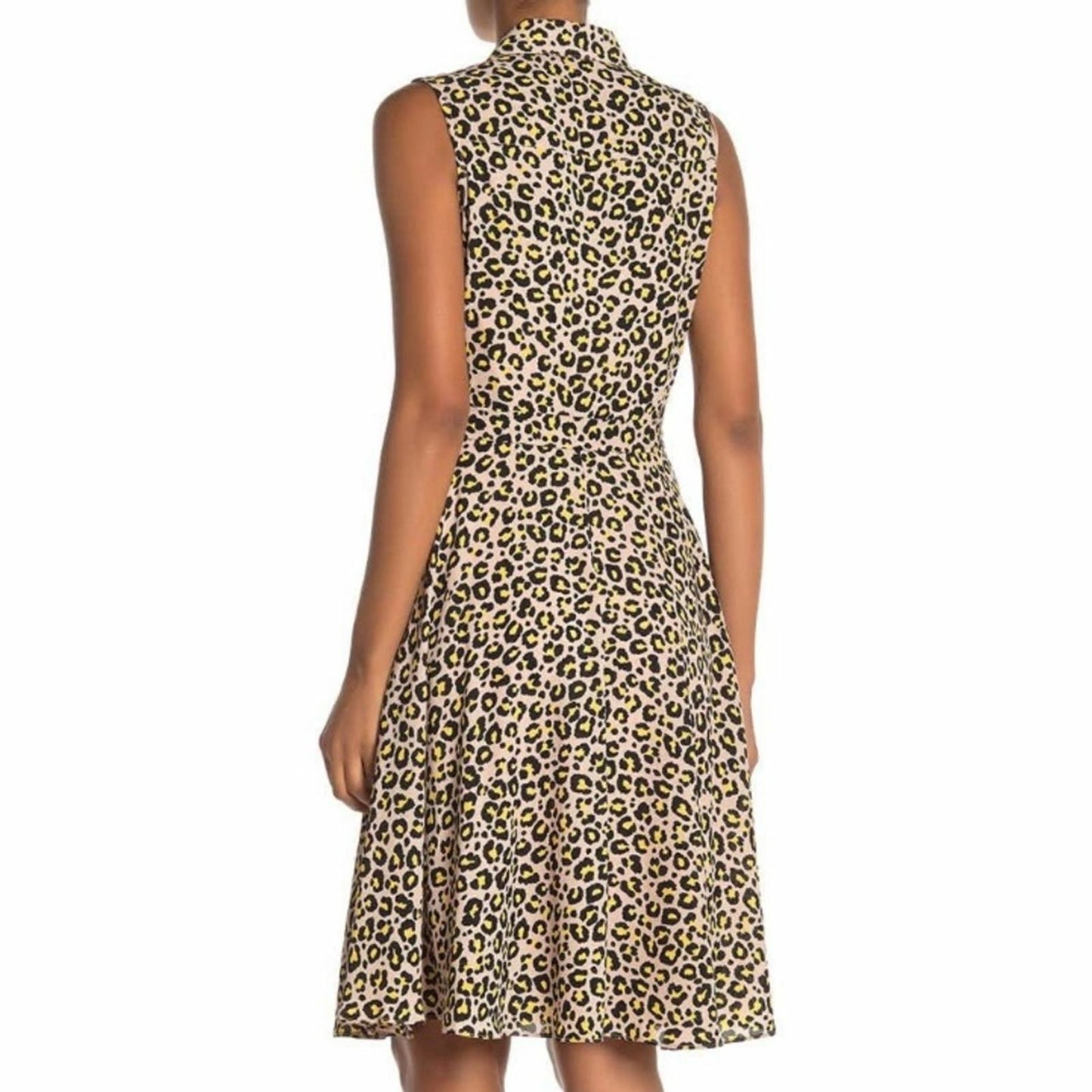 NANETTE LEPORE Women's Yellow Animal Print Pintuck Sleeveless Dress