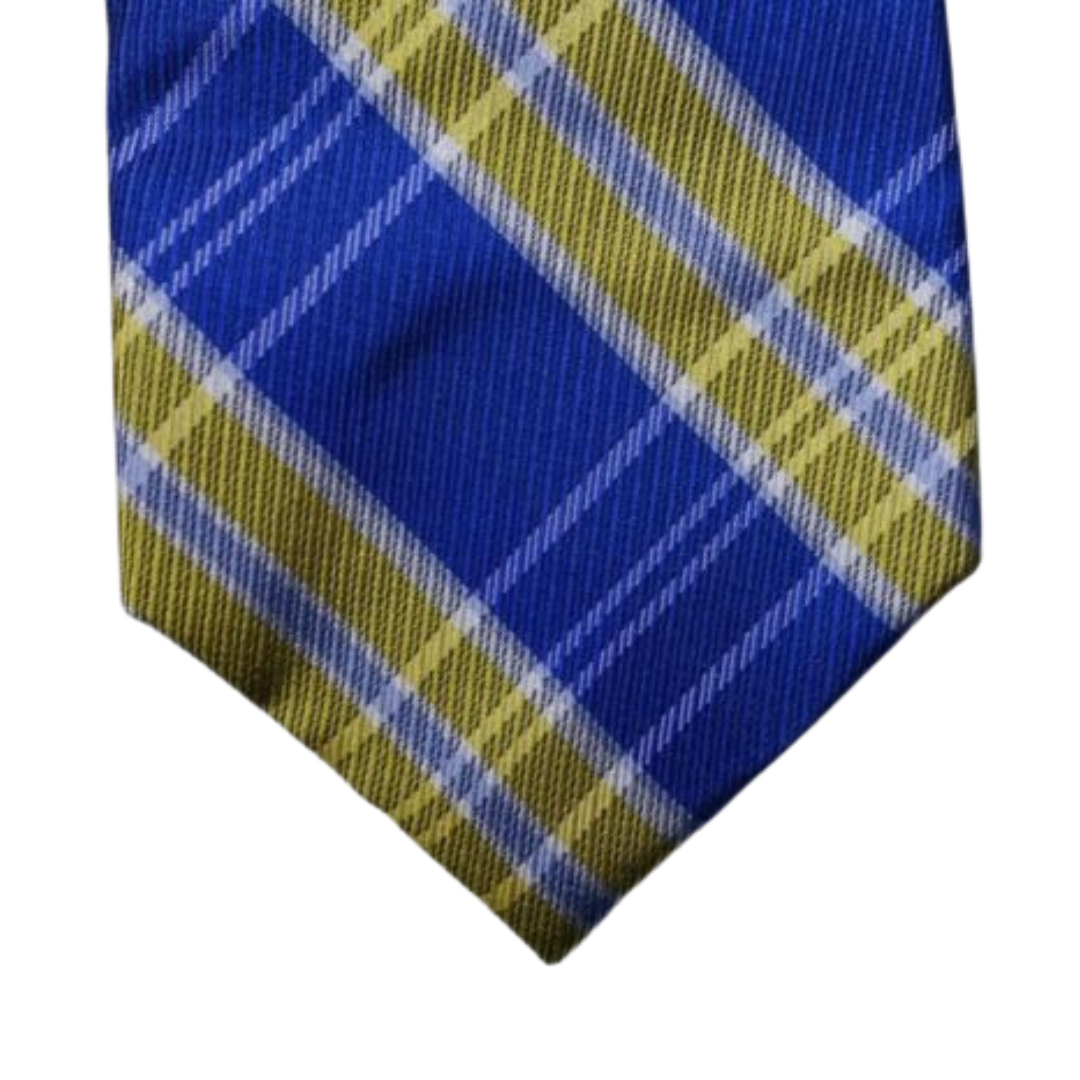 TOMMY HILFIGER Plaid 'Vincent' Yellow Blue Men's Classic Tie