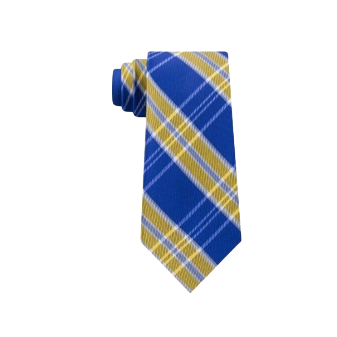 TOMMY HILFIGER Plaid 'Vincent' Yellow Blue Men's Classic Tie