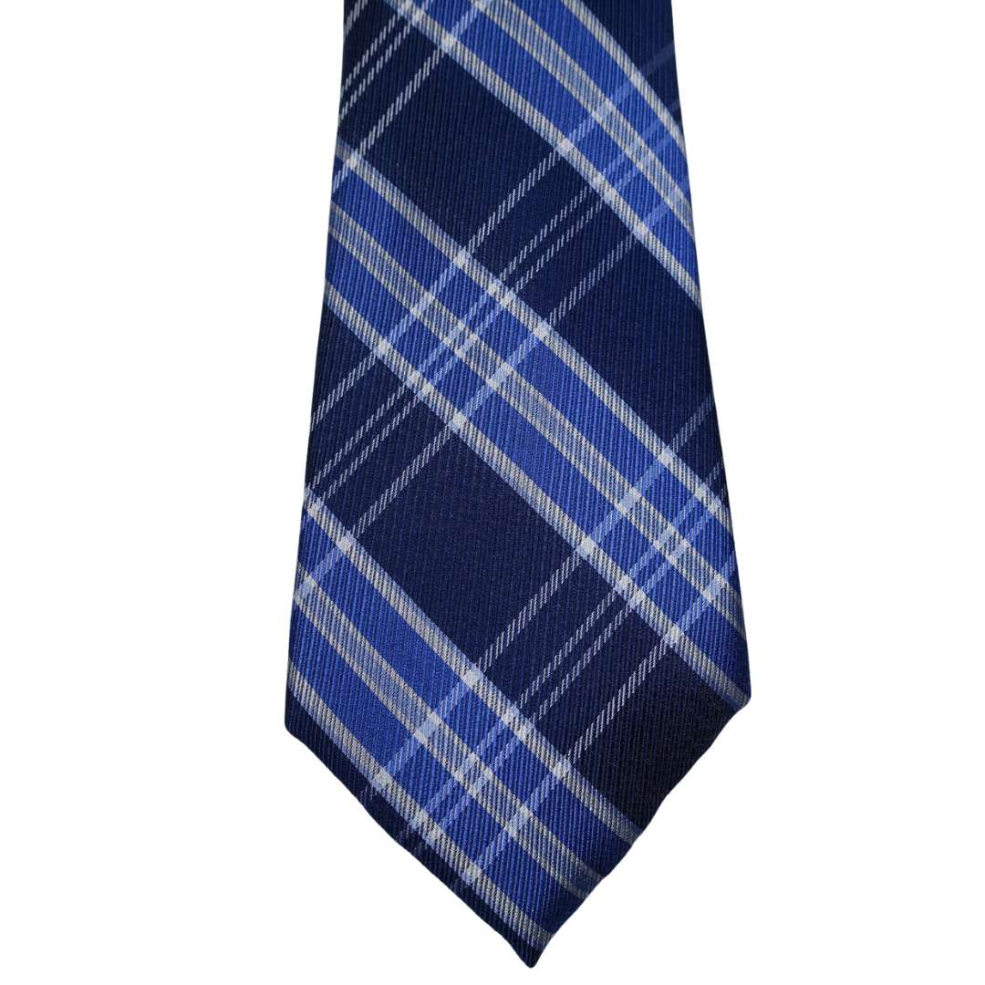 TOMMY HILFIGER Plaid 'Vincent' Dark Navy Blue Men's Classic Tie