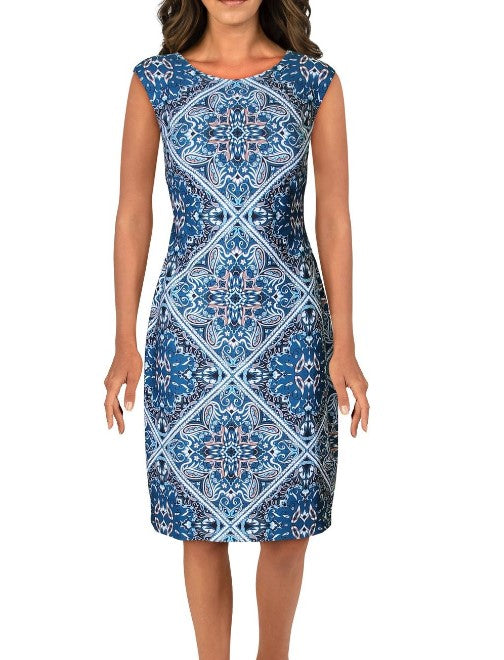 VINCE CAMUTO Women's Teal Printed Party Dress