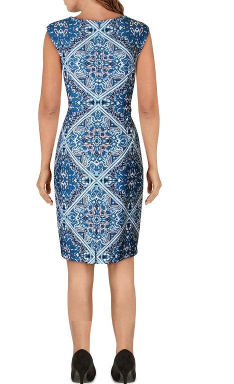 VINCE CAMUTO Women's Teal Printed Party Dress