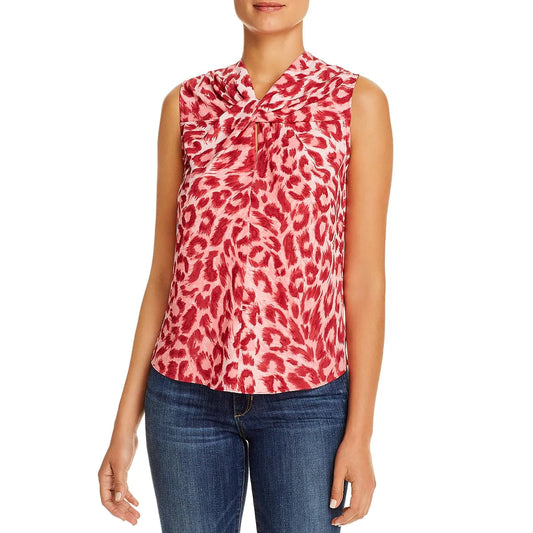 KATE SPADE Women's Twist Neck Shell Blouse in Soft Coral