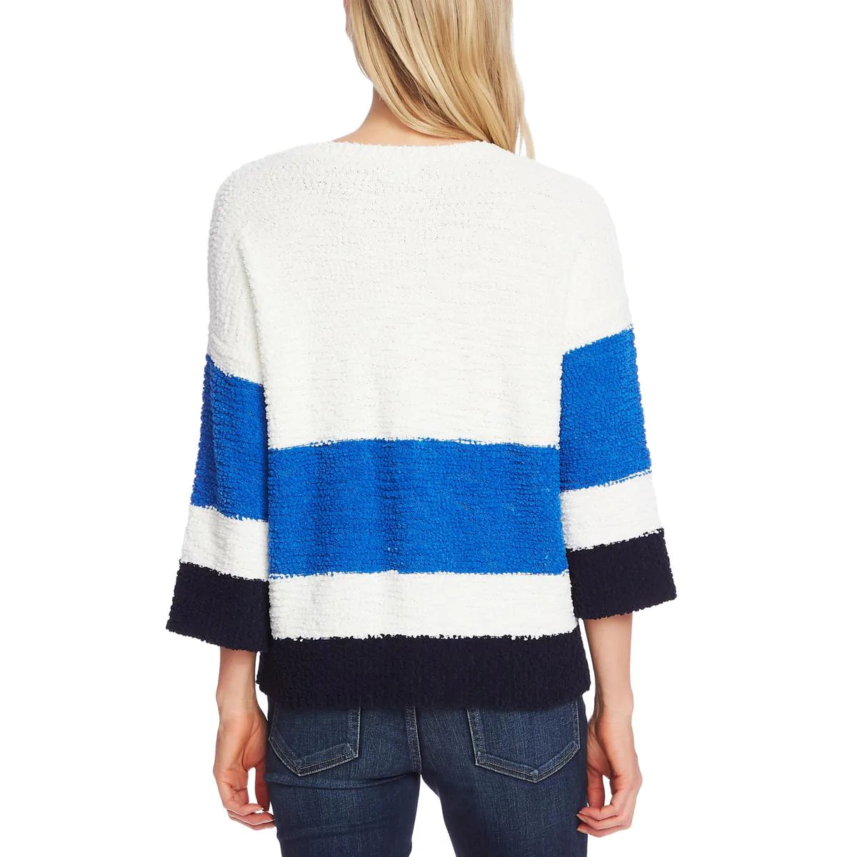 VINCE CAMUTO Women's 3/4 Sleeve Jewel Neck Sweater Jumper