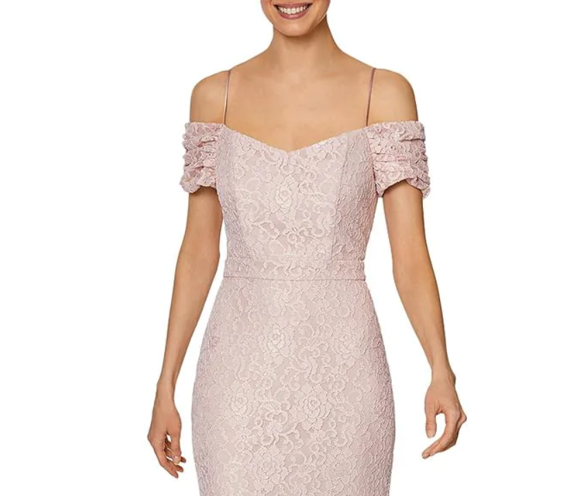 LAUNDRY By Shelli Segal Lace Off The Shoulder Evening Gown Dress