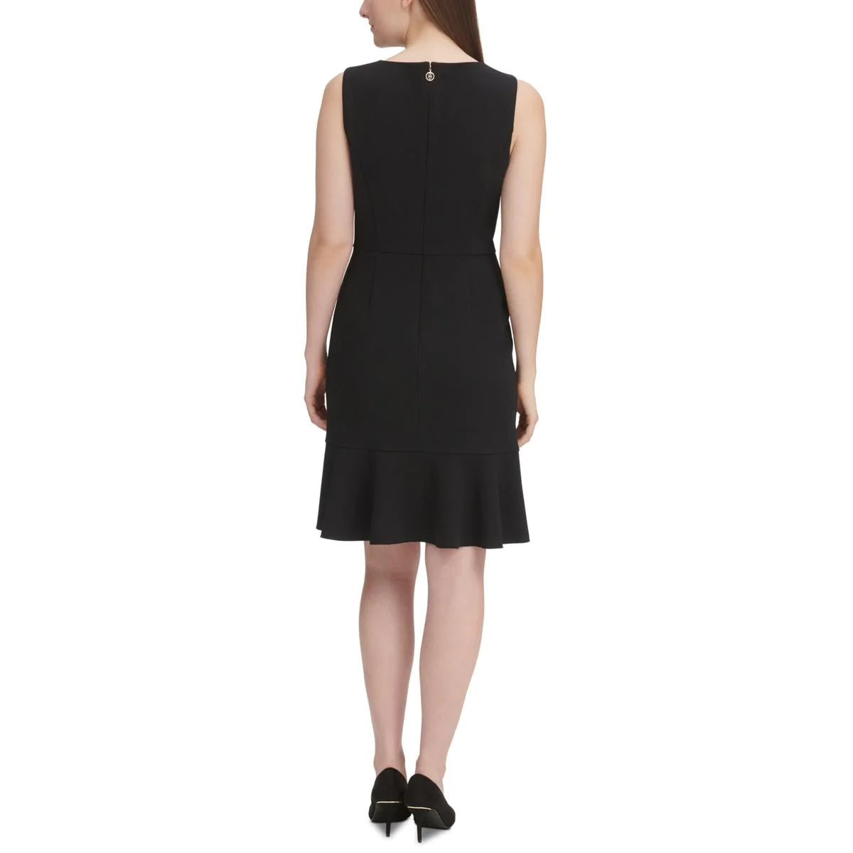 TOMMY HILFIGER Women's Ruffled Hem Crepe Dress in Black