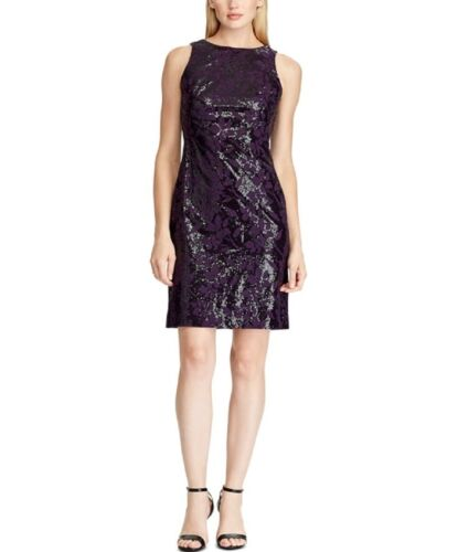 RALPH LAUREN Women s Sequined Sheath Cocktail Dress in Deep Purple