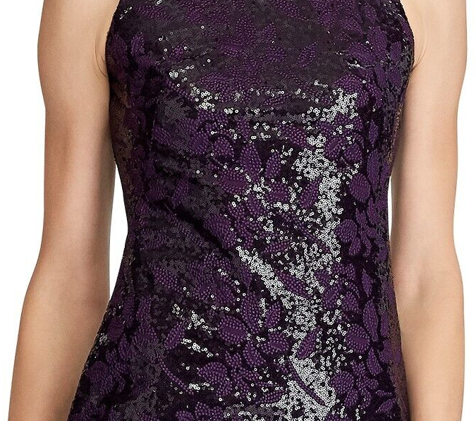 RALPH LAUREN Women s Sequined Sheath Cocktail Dress in Deep Purple