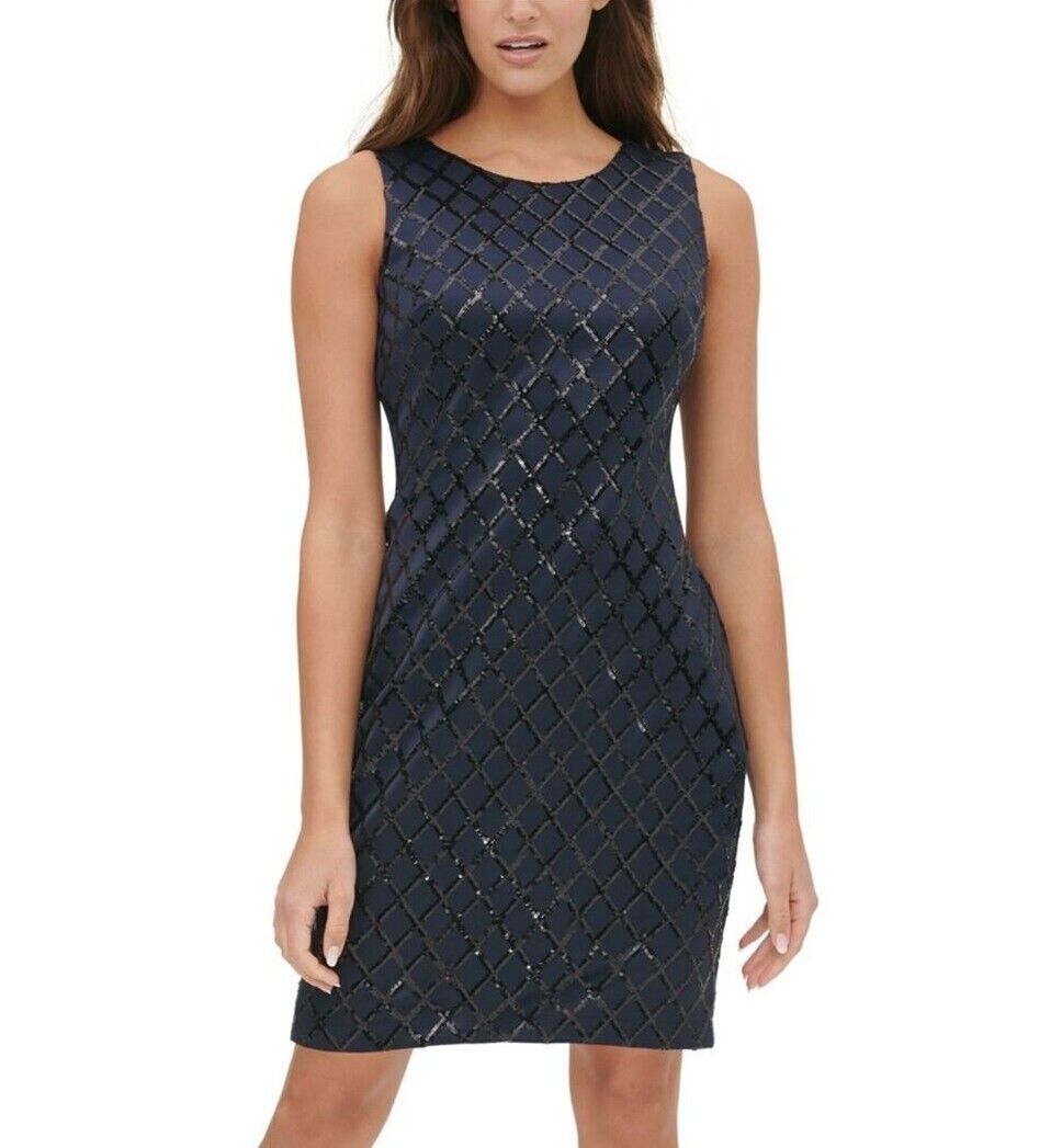 TOMMY HILFIGER Women's Sequin Scuba Cocktail Dress