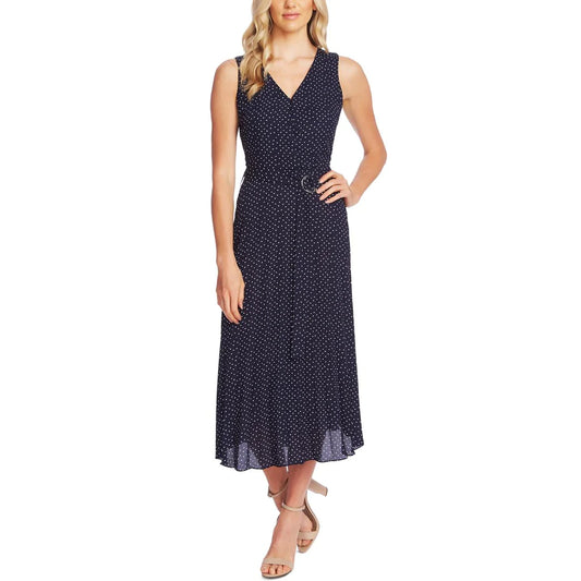 VINCE CAMUTO Women's Ditsy Dot Pleated Midi Dress