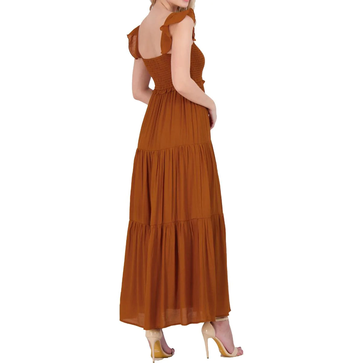 NANETTE LEPORE Women's Shirred Sleeveless Maxi Dress in Ginger