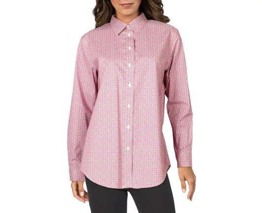 LAUREN RALPH LAUREN Women's Pink Printed Button-Down Shirt