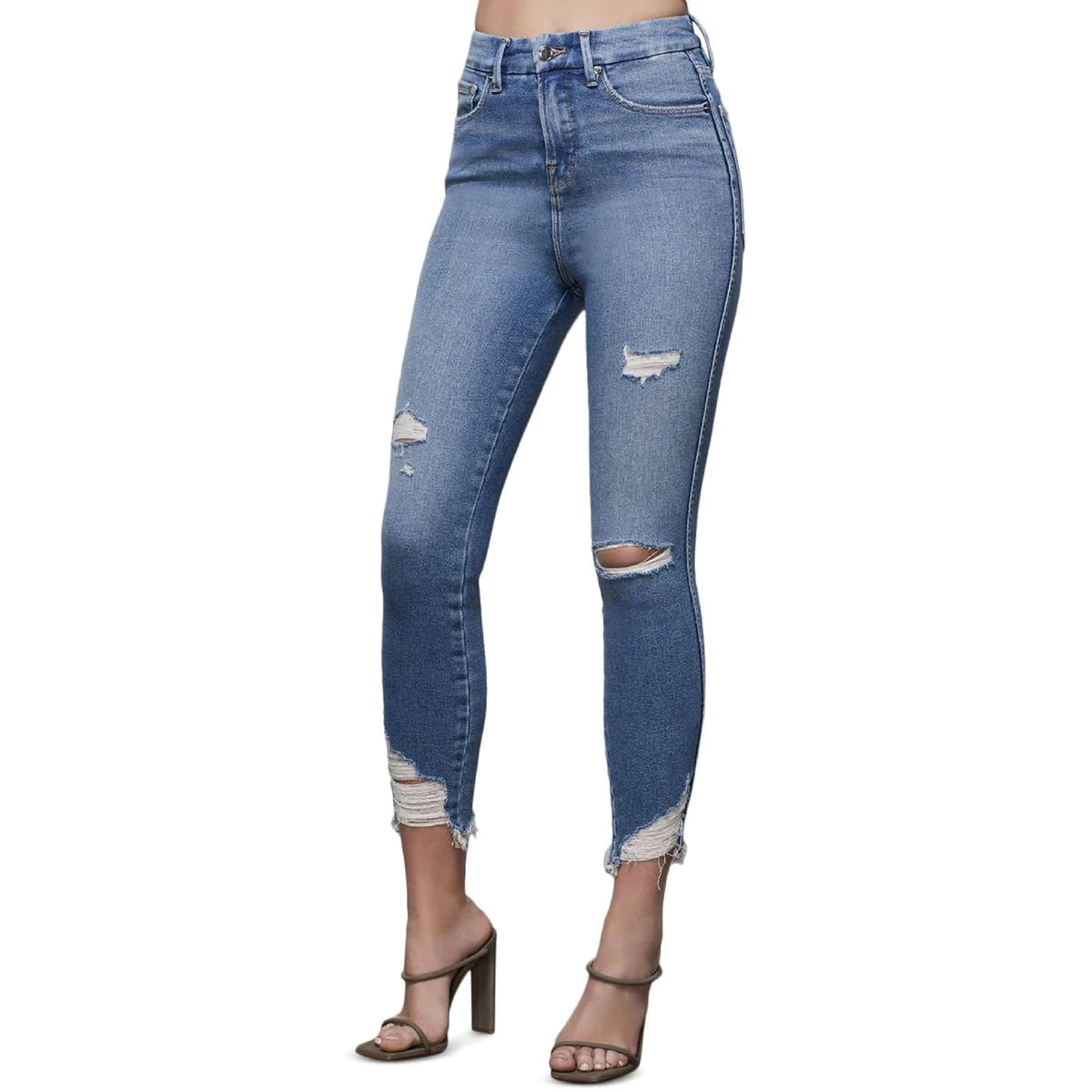 GOOD AMERICAN Women's Denim Crop Skinny Jeans