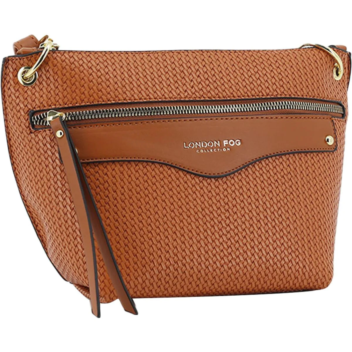 LONDON FOG Aphina Faux Leather Crossbody Bag in Cognac
