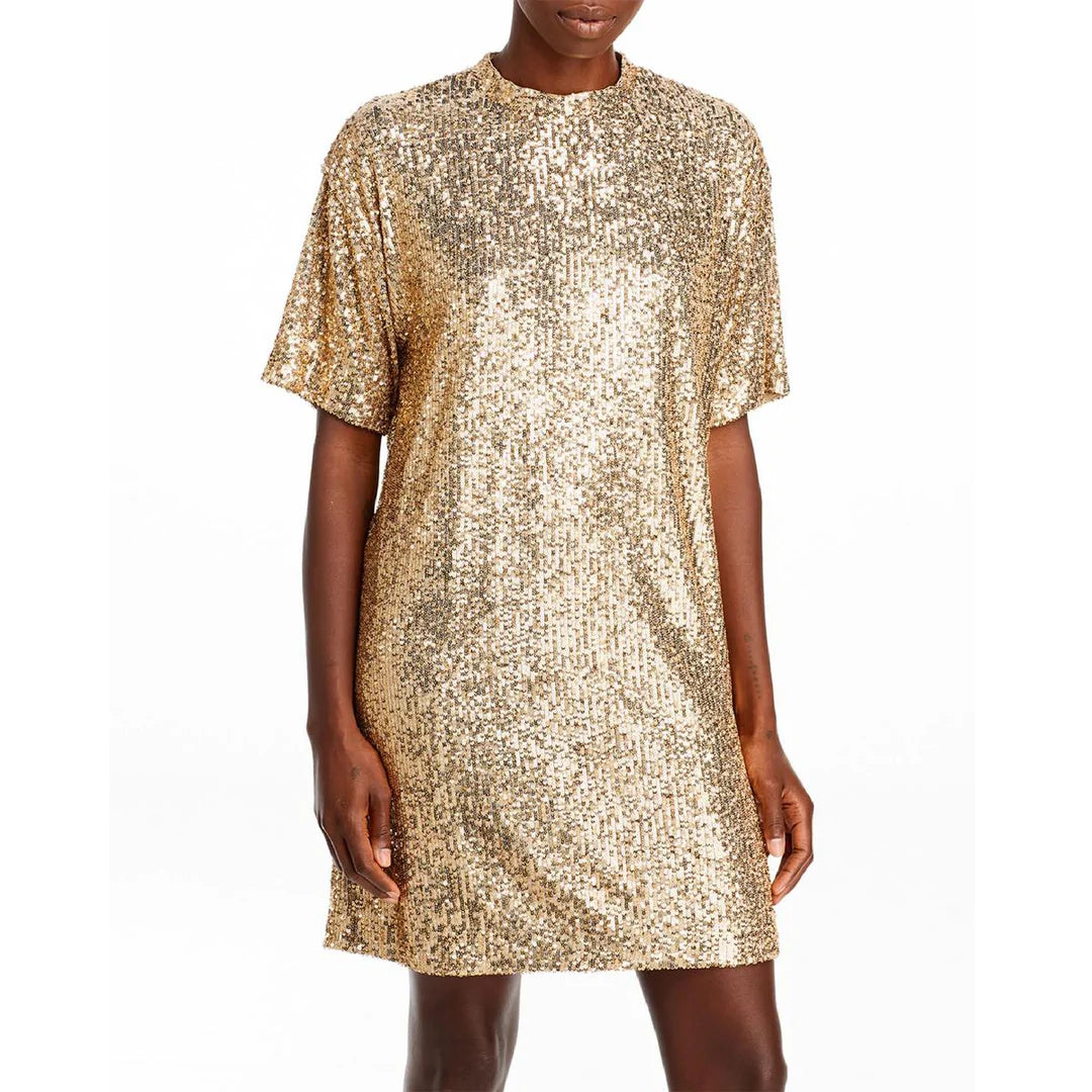 HUGO BOSS Women's Gold Sequined Shift Dress