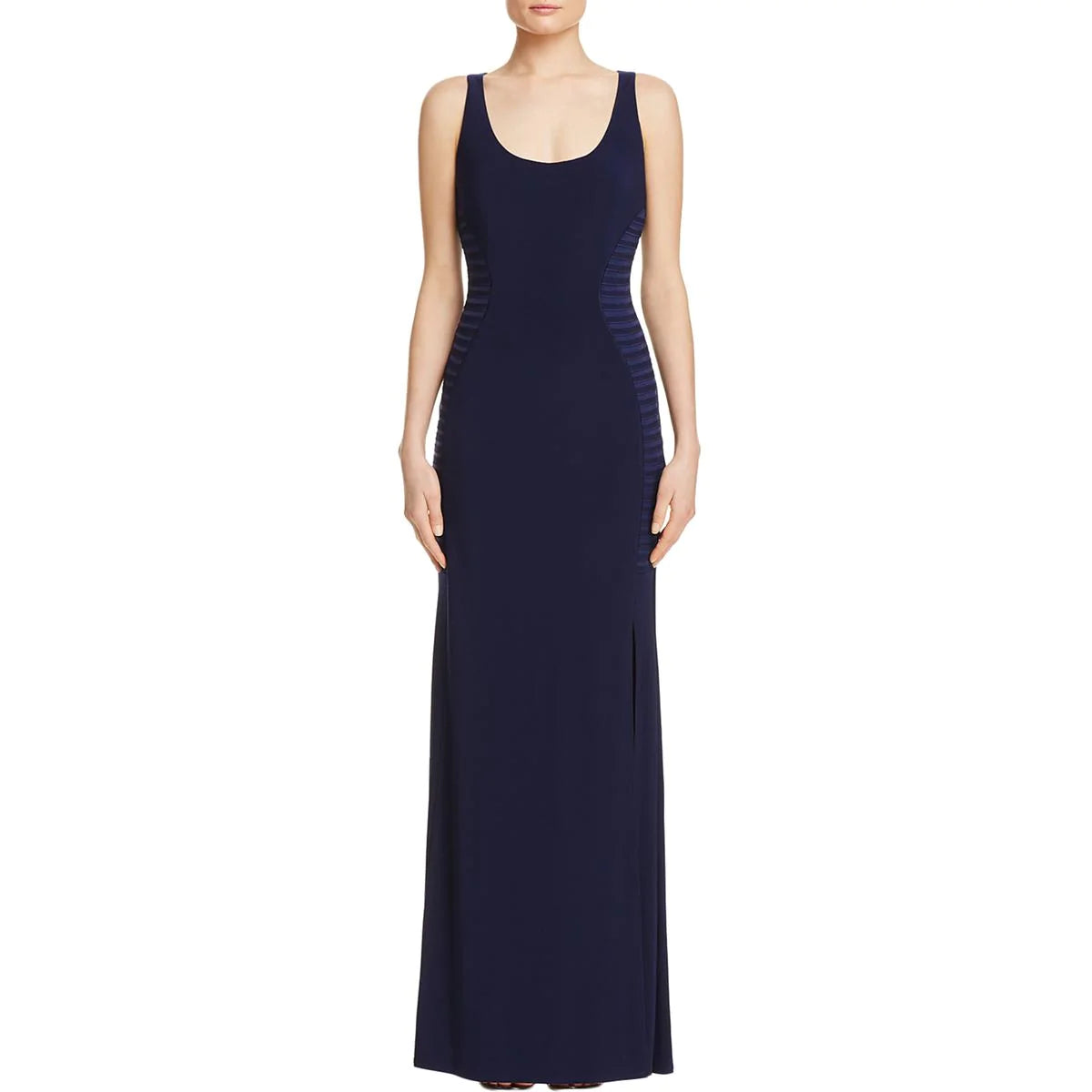 LAUNDRY By Shelli Segal Women's Dark Navy Ribbed Side Body Con Evening Dress