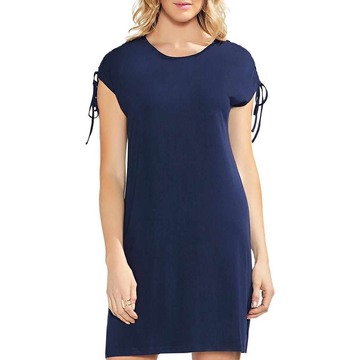 VINCE CAMUTO Women's Navy Lace-Up Mini T-Shirt Dress