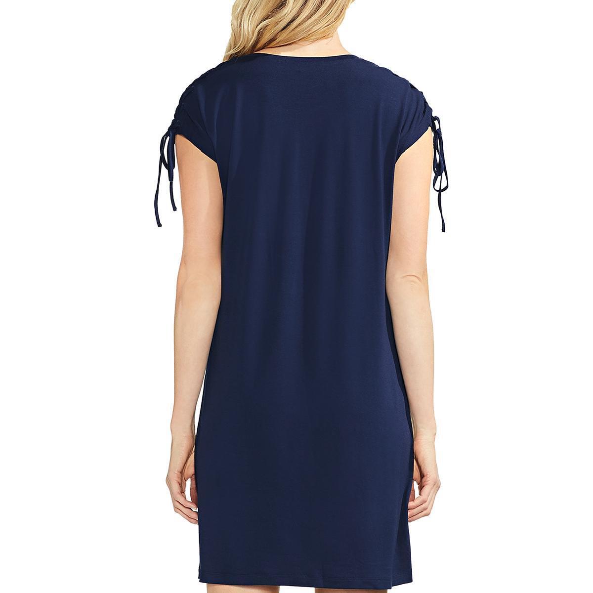 VINCE CAMUTO Women's Navy Lace-Up Mini T-Shirt Dress