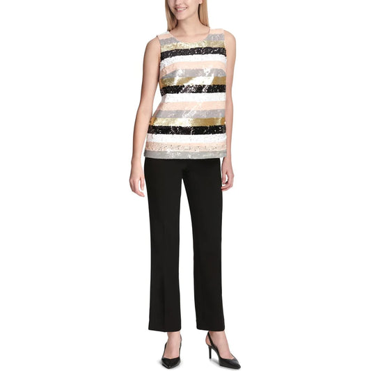 CALVIN KLEIN Women's Striped Sequins Top