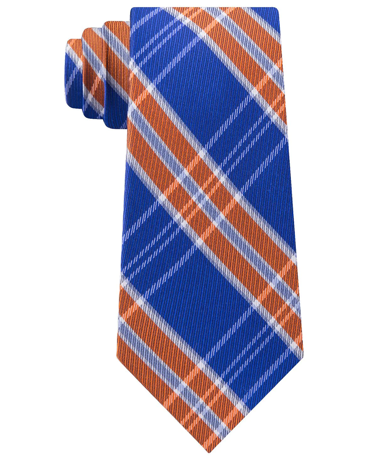 TOMMY HILFIGER Plaid 'Vincent' Orange Blue Men's Classic Tie