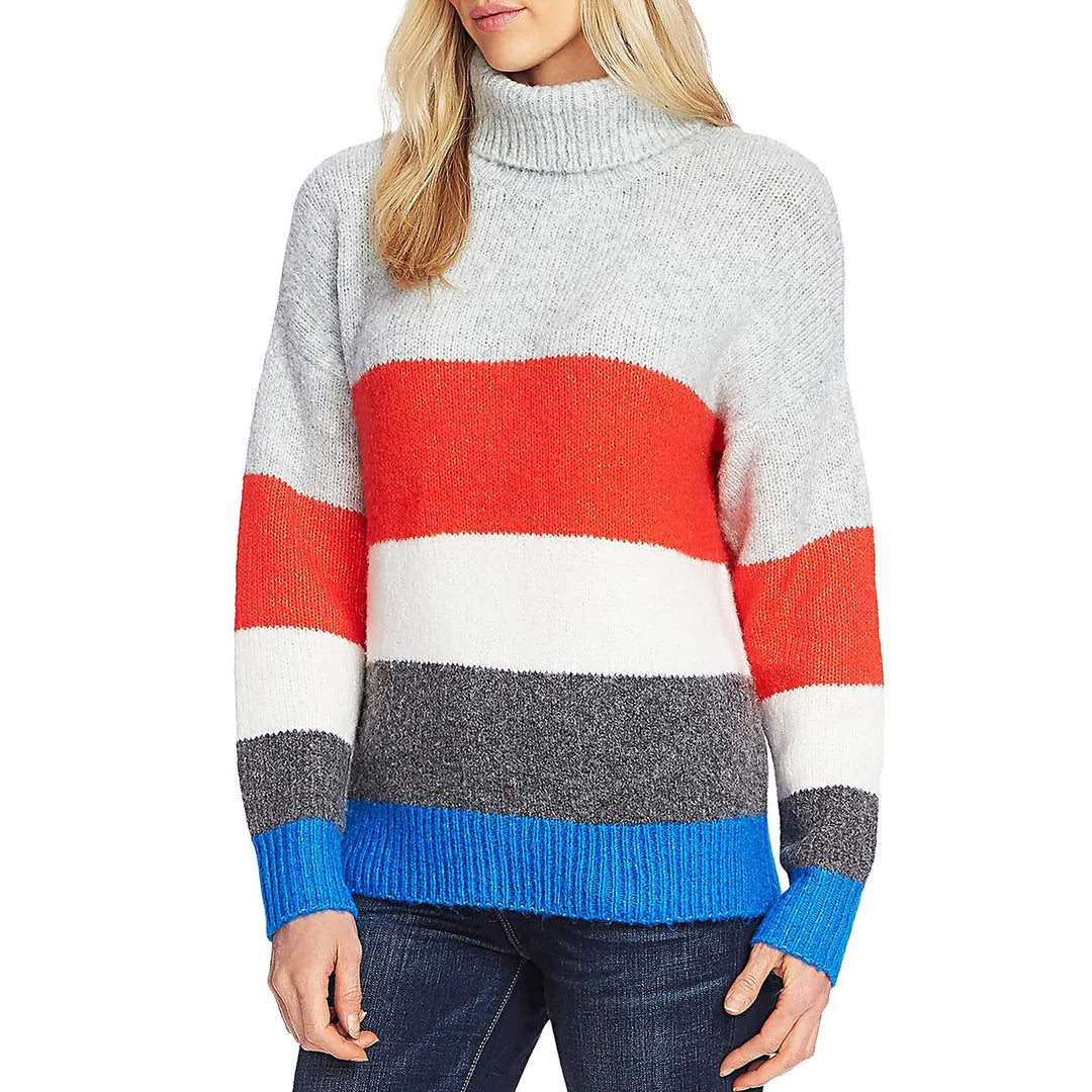 VINCE CAMUTO Women's Colour-block Turtleneck Sweater Jumper