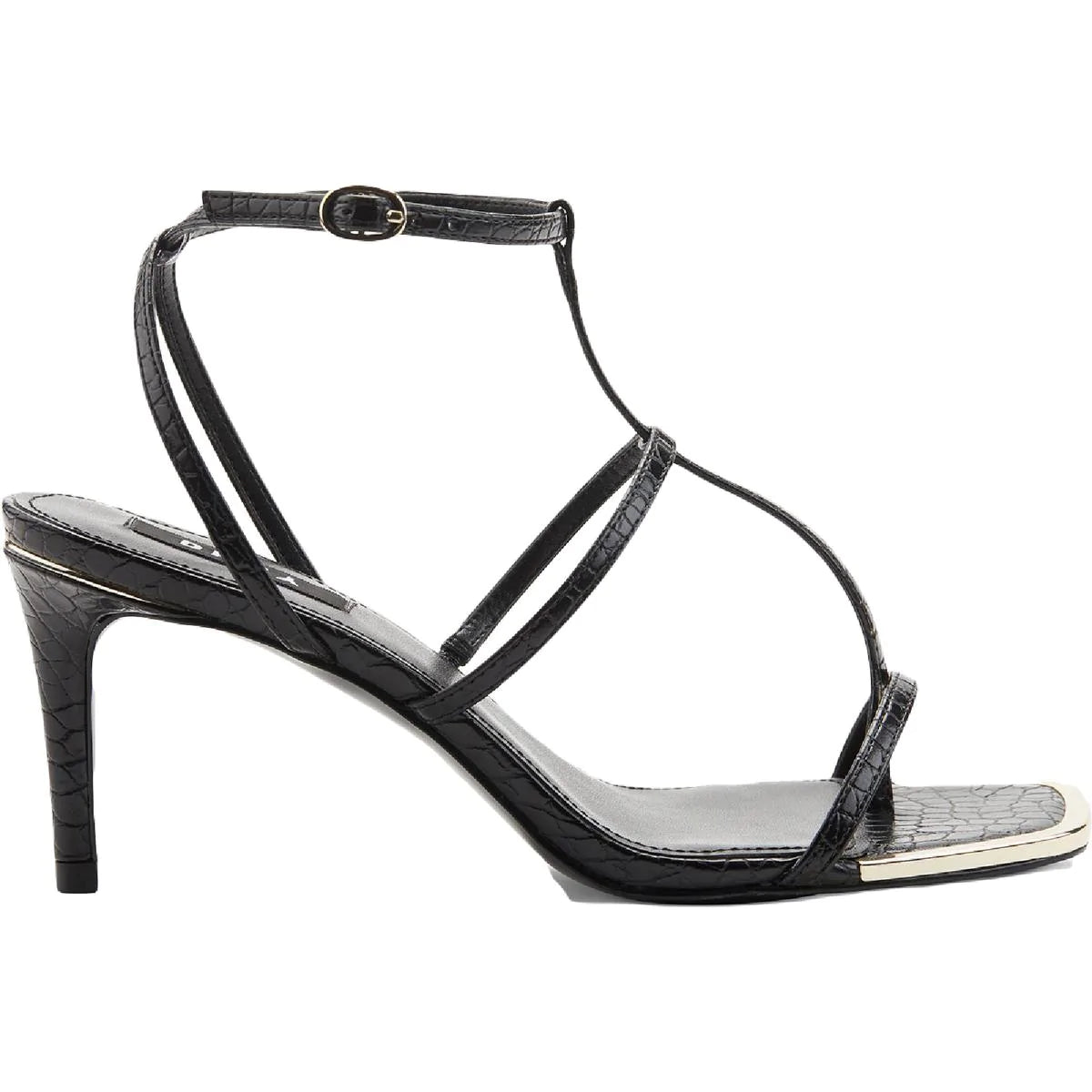 DKNY Women's Black Landon Square Toe Dress Sandal High Heels