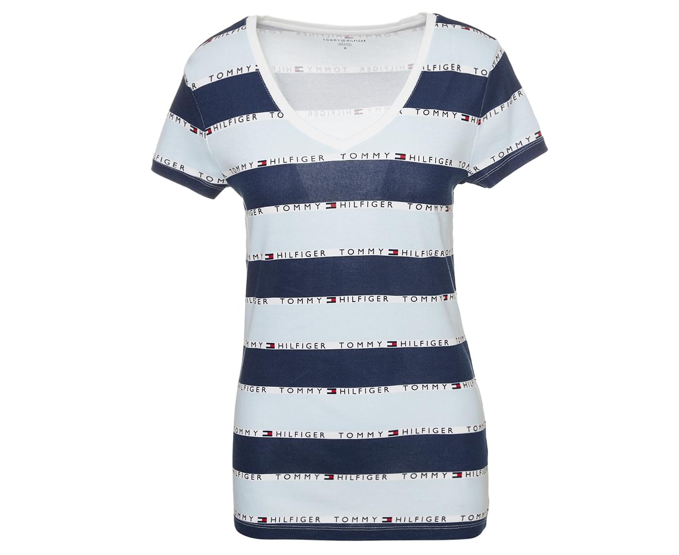 TOMMY HILFIGER Women's Short Sleeved V-Neck Estate Cotton T-Shirt