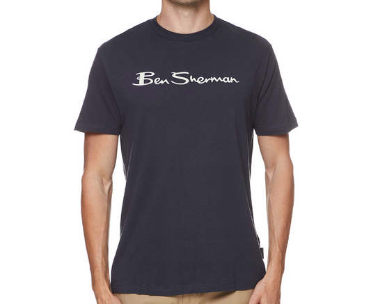 BEN SHERMAN Men's Signature Logo T-Shirt in Dark Navy