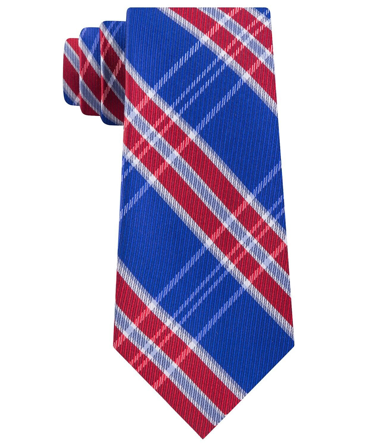 TOMMY HILFIGER Plaid 'Vincent' Red Blue Men's Classic Tie