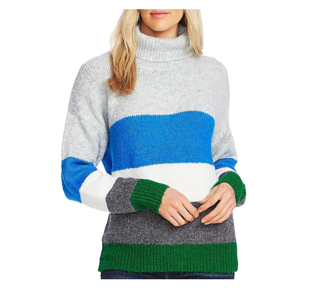 VINCE CAMUTO Women's Colour-block Turtleneck Sweater Jumper