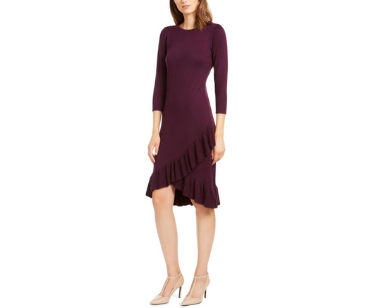 CALVIN KLEIN Women's Sweater Dress in Aubergine