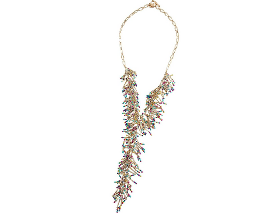 BCBGMAXAZRIA Women's Gold Beaded Toggle Necklace Multi Colour