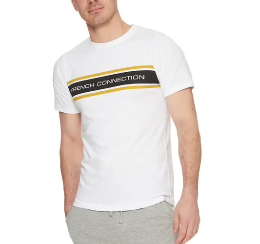 FRENCH CONNECTION Men's White Logo Graphic T-Shirt