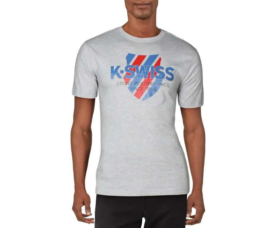 K-SWISS Men's Athletic Apparel Lockup T-Shirt in Grey Heather