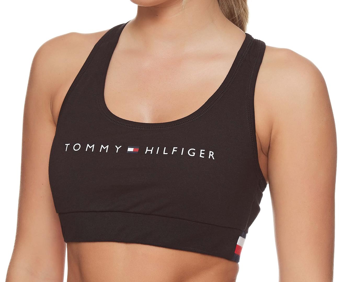 TOMMY HILFIGER Women's Logo Sports Bra Black – Price Lane Clearance