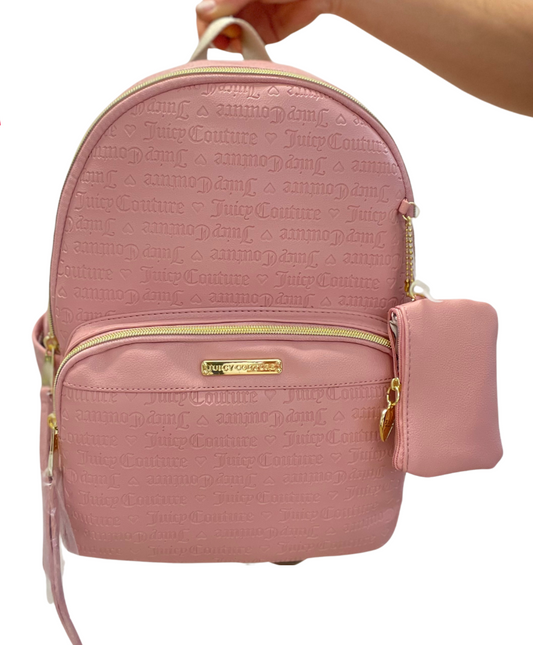 JUICY COUTURE Juicy Squad Signature Blush Pink Logo Backpack Bag Large
